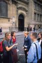 French college students outside the Sorbonne in Paris, France.