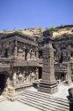 Ellora Cave carvings in India.  Everything is carved from a single rock face.