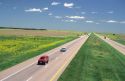 Automobiles travel on Interstate 80 near Ogallala, Nebraska.