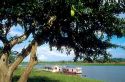 Riverboat docked at a home on tributary of the Amazon River near Manaus Brazil.
