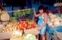 Brazillian woman at market selling produce in Manaus, Brazil.