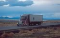 Long haul truck traveling onInterstate 80 near Lovelock, Nevada.