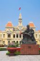 A statue of Ho Chi Minh in front of City Hall in Ho Chi Minh City, Saigon, Vietnam.