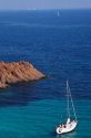 A sailboat in the French Riviera west of Nice, France.