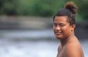 Hawaiian teenage boy with traditional hair.