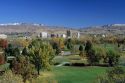 Cityscape view over Ann Morrison Park of  Boise, Idaho with fall colors.