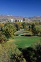 Cityscape view over Ann Morrison Park of Boise, Idaho with fall colors.