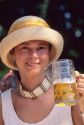 A german woman drinking a beer. MR
