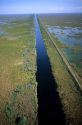 Aerial view of a canal in the Florida Everglades.