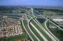 Aerial of Florida turnpike interchange on Interstate 75 alligator alley in Florida.