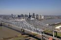 Aerial view of Mississippi River bridges at New Orleans, Louisiana.