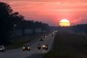 Traffic at sunset on Interstate 10 near Biloxi, Mississippi.