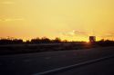 Truck at sunset on Interstate 8 in Arizona.