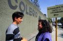Teenage students talking in front their school in Mexico City, Mexico.
