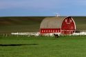 Red barn on a farm in Northern Idaho near Moscow.