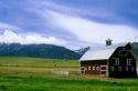 Red barn and farmland near Joseph, Oregon.  PROPERTY RELEASED