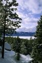 A snowy winter scene in the mountains of Central Idaho, Cascade lake in Valley County.
