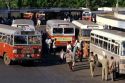 A bus station in Bangalore, India.