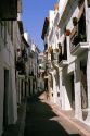 Narrow street in Sitges, Spain.