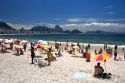 Visitors at the Copacabana Beach in Rio de Janeiro, Brazil.