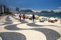 Wave pattern sidewalk at the Copacabana Beach in Rio de Janeiro, Brazil.