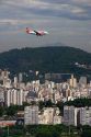 Airplane flying over Rio de Janeiro, Brazil.