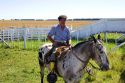 Gaucho cowboy on horseback near Neccochea, Argentina.