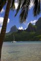 Sailboat anchored in Cook's Bay on the island of Moorea.