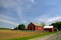 Red barn and farm near Bryan, Ohio.