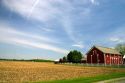 Red barn and farm near Bryan, Ohio.