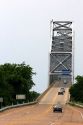 Iron bridge crossing the Mississippi River at Helena, Arkansas.