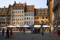 People gather in Cathedral Plaza at Strasbourg, France.