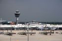 Air traffic control tower and terminal at the Munich airport, Germany.