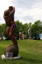 Wood sculptures at Parc des Trois Berets in the village of St.-Jean-Port-Joli along the St. Lawrence River, Quebec, Canada.