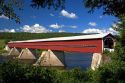 Pont Perreault covered bridge crossing the Chaudiere River at Nortre-Dame-Des-Pins south of Quebec City, Quebec, Canada.