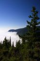 Looking down at clouds from Mt. Walker in  Olympic National Forest, Washington.