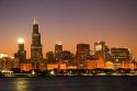 Chicago skyline at night, Illinois.