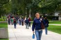 Students walk on campus at the University of Illinois at Champaign.