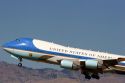 Air Force One taking off from the Boise Airport, Boise, Idaho.