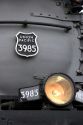 Close view of historic Challenger locomotive steam engine.