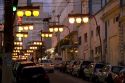 Street lights at night in the Liberdade asian section of Sao Paulo, Brazil.