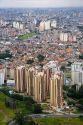 Aerial view of housing and apartment buildings in Sao Paulo, Brazil.