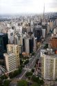Aerial view of the Avenida Paulista and Sao Paulo, Brazil.
