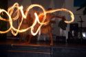 A man dances with fire at a nightclub in Sao Paulo, Brazil.