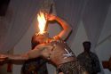 A dancer eating fire at a nightclub in Sao Paulo, Brazil.