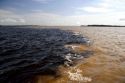 The confluence of the Amazon River and the Rio Negro at Manaus, Brazil.