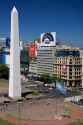 Overview of 9th of July Avenue in Buenos Aires, Argentina.  Plaza de la Republica and the oblisk.