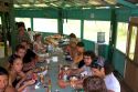 Guests share a meal at a lodge in the Amazon jungle near Manaus, Brazil.