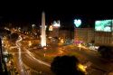 Avenida 9 de Julio and the Obelisk at night in Buenos Aires, Argentina.