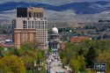Downtown Boise and the Idaho State Capitol Building.